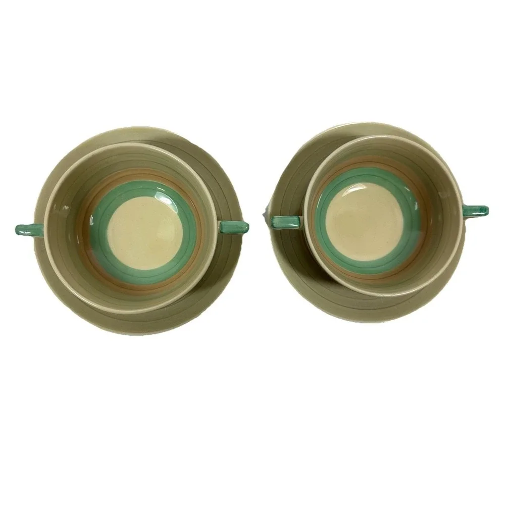 Susie Cooper Wedding Band/Ring Soup Bowl Underplate Art Deco 1930s Set Of 2